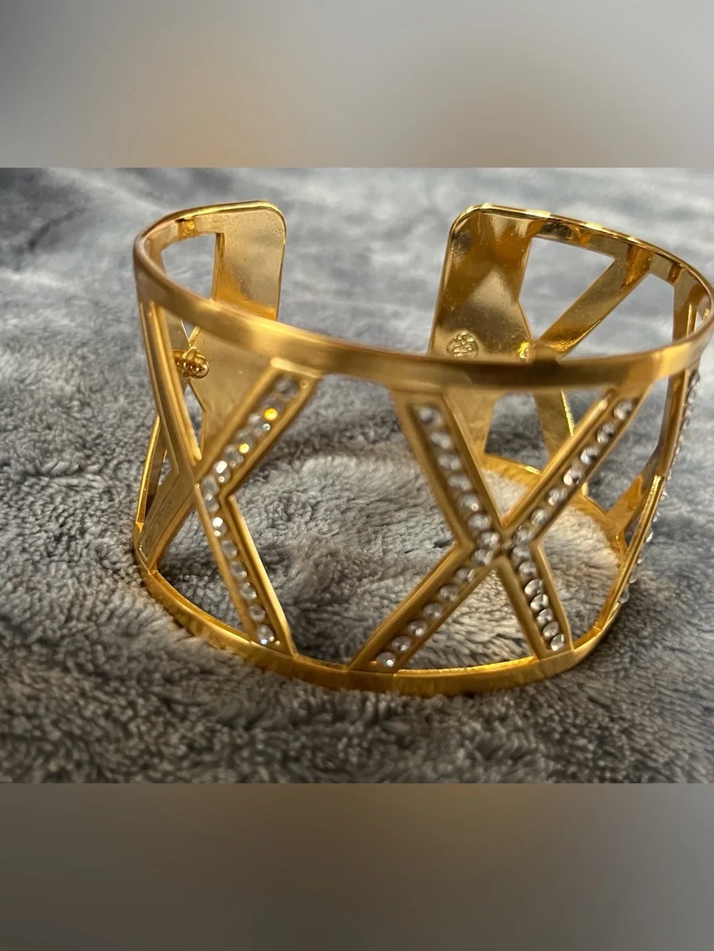 Christo Ganges Brighton gold wide cuff bracelet rhinestones discontinued gems